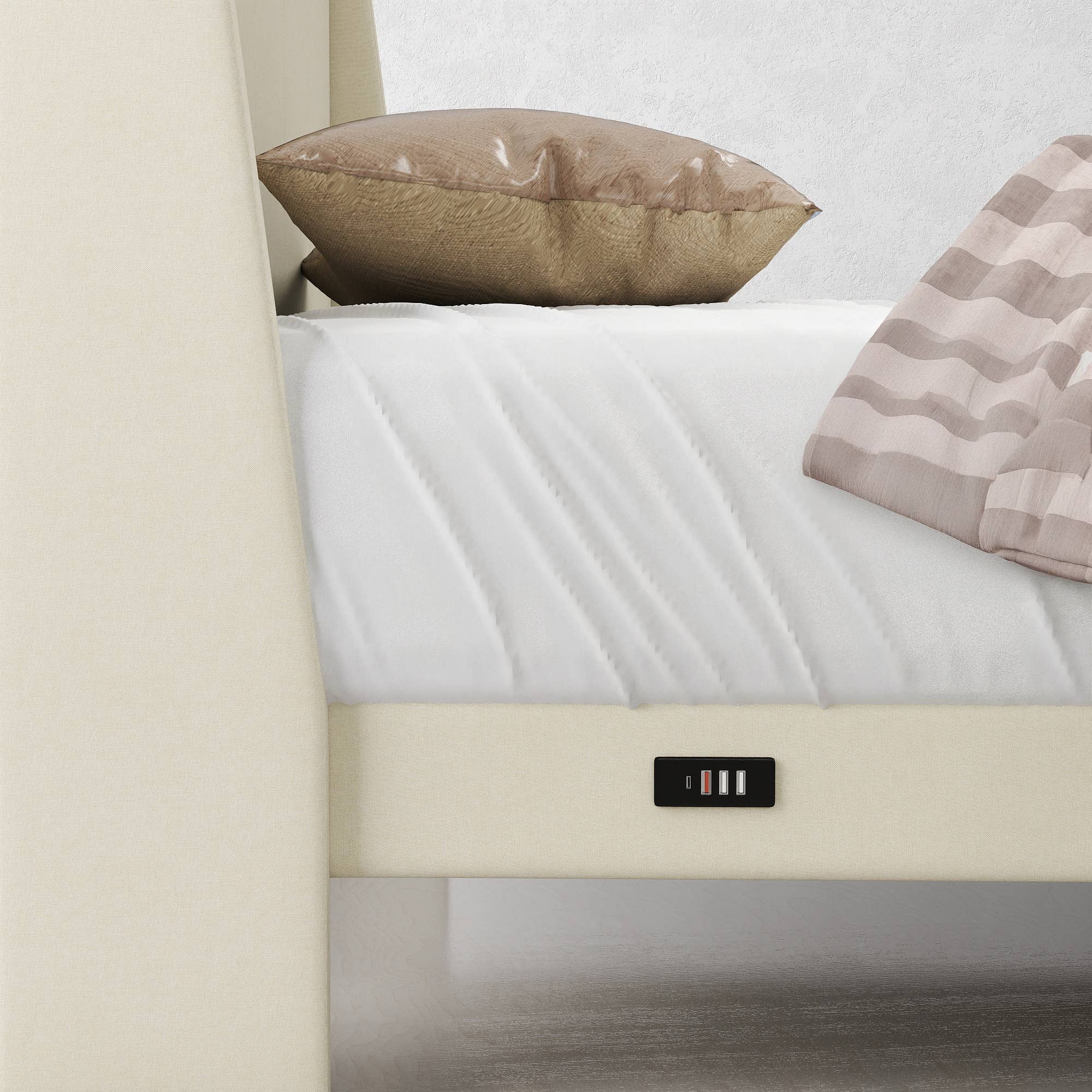 HOMYCASA DESIGN INC - Wholesale Bed - Queen/Twin Bed Frame - Drawers, USB, Beige21