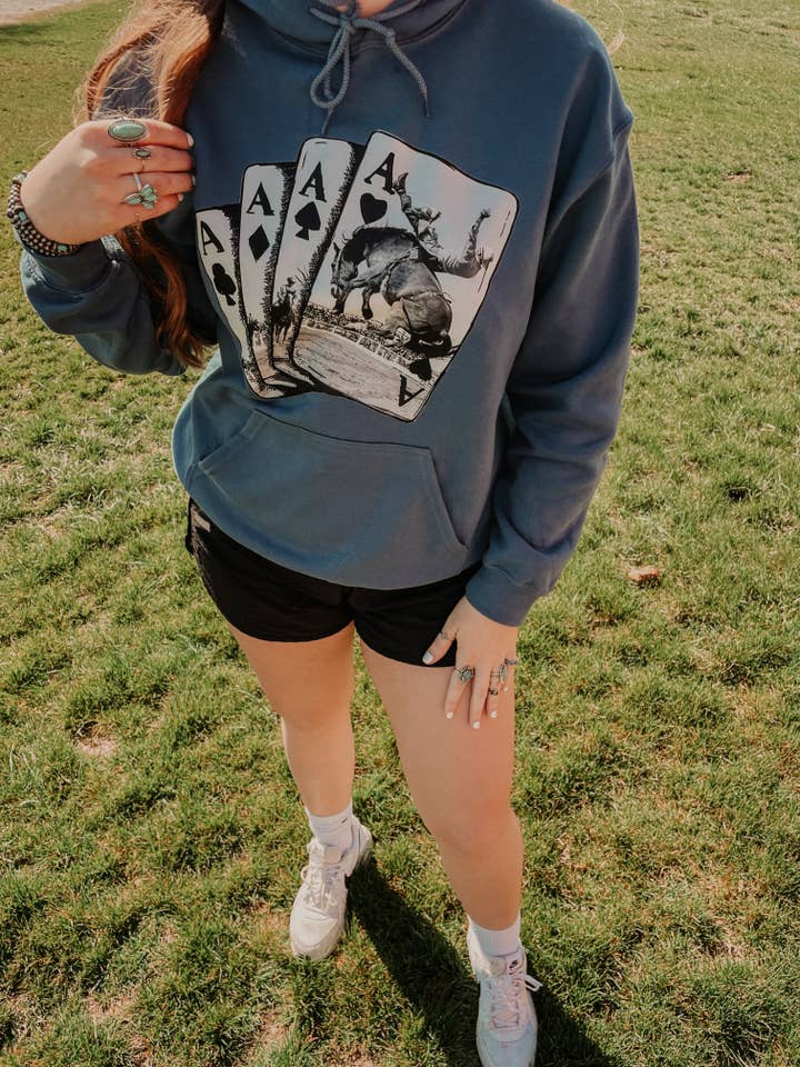 Rodeo Playing Cards Western Hoodie for wholesale by Rustic Runaway LLC
