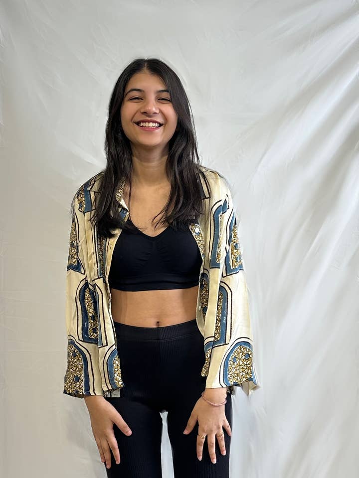 Authentic Ajrakh Modal Silk Shirt – Chandni Chowk Design for wholesale by Jaipur Bloc House