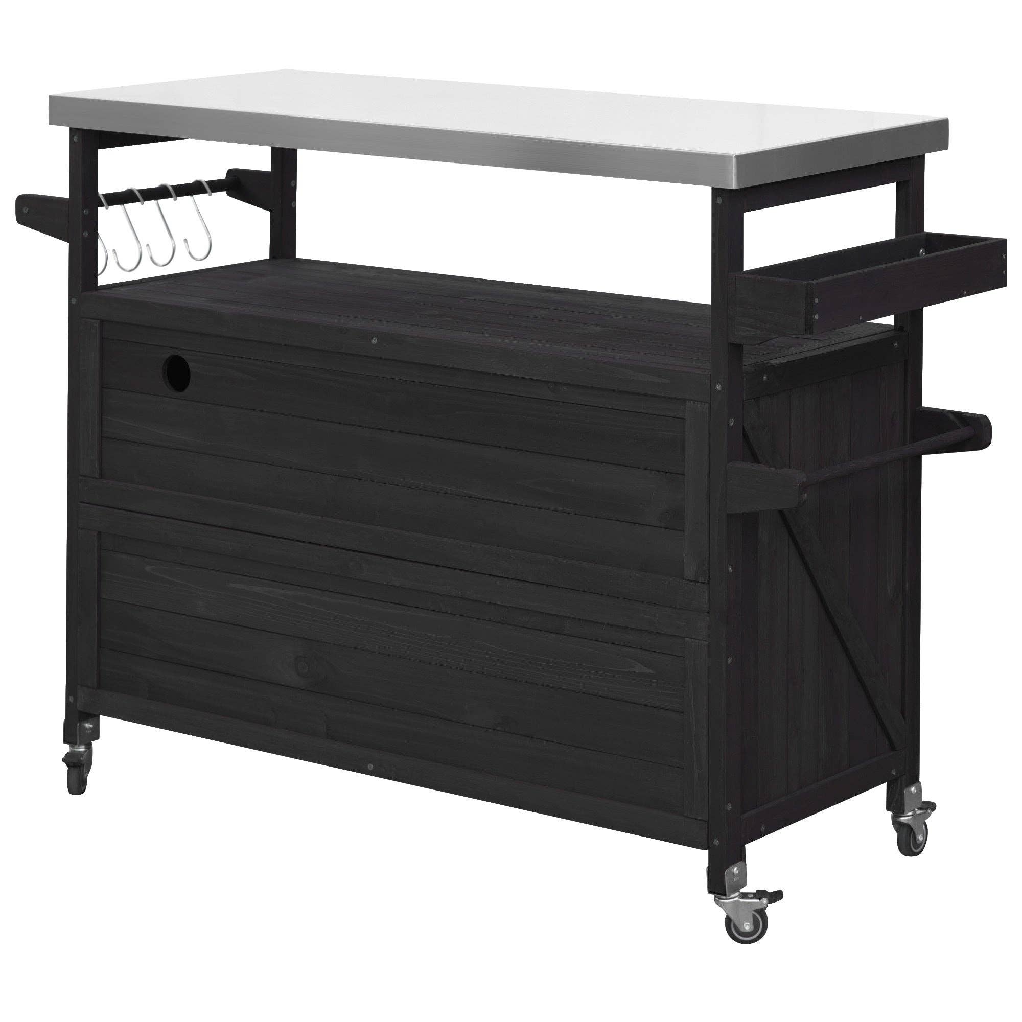 39F Inc. - Wholesale Outdoor Grill Tools - Farmhouse Solid Wood Outdoor Kitchen Island with Steel Top20