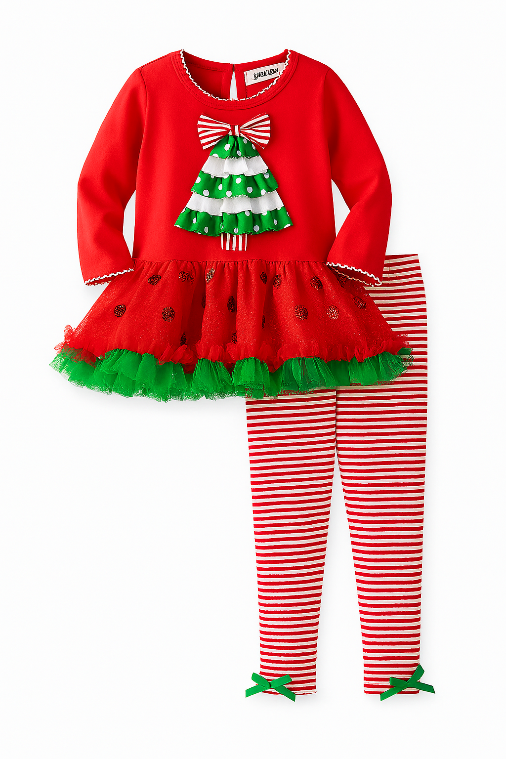 Fennco Styles – wholesale Top & trouser set – Kids – 3D Christmas Tree Girl Tunic & Pants 0