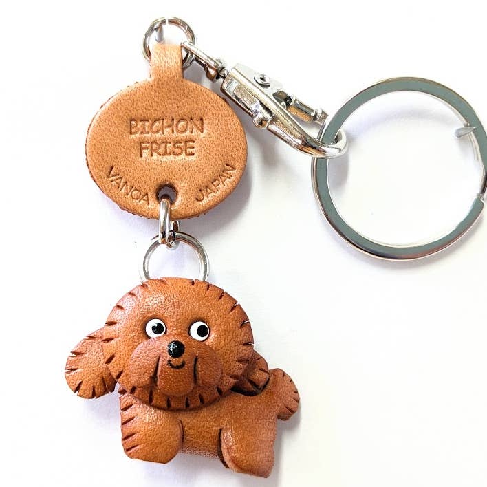 Bichon Frise Leather Dog Pet Handmade Keychain Bag Charm for wholesale by VANCA CRAFT