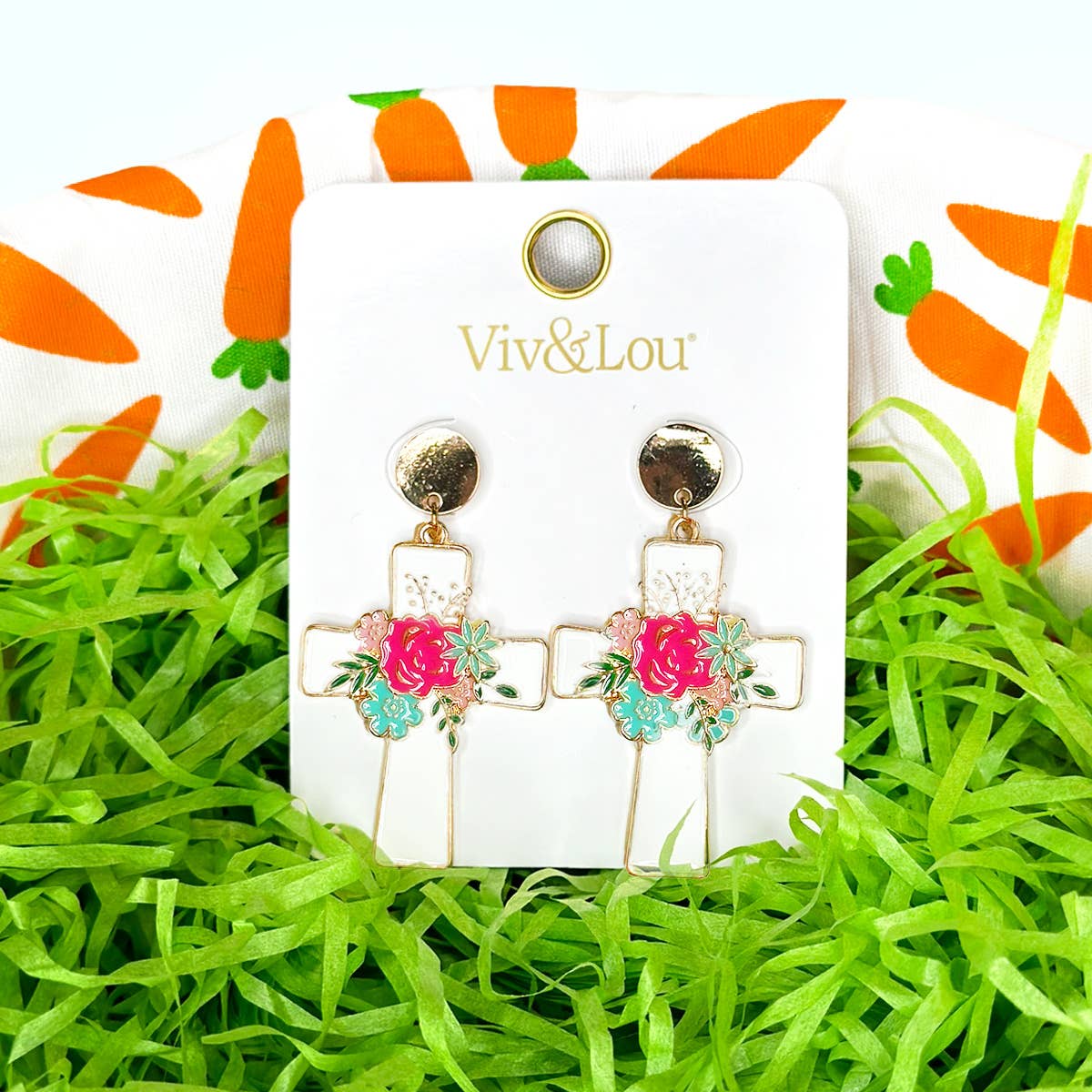 Viv&Lou - Wholesale Dangle Earrings - Let Your Light Shine Cross Earrings1