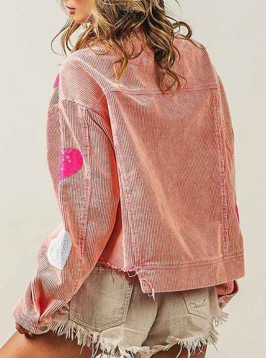 HIDDENBRAND - Wholesale Jacket - Women's - Love Sequins With Loose Corduroy Fleece Jacket4