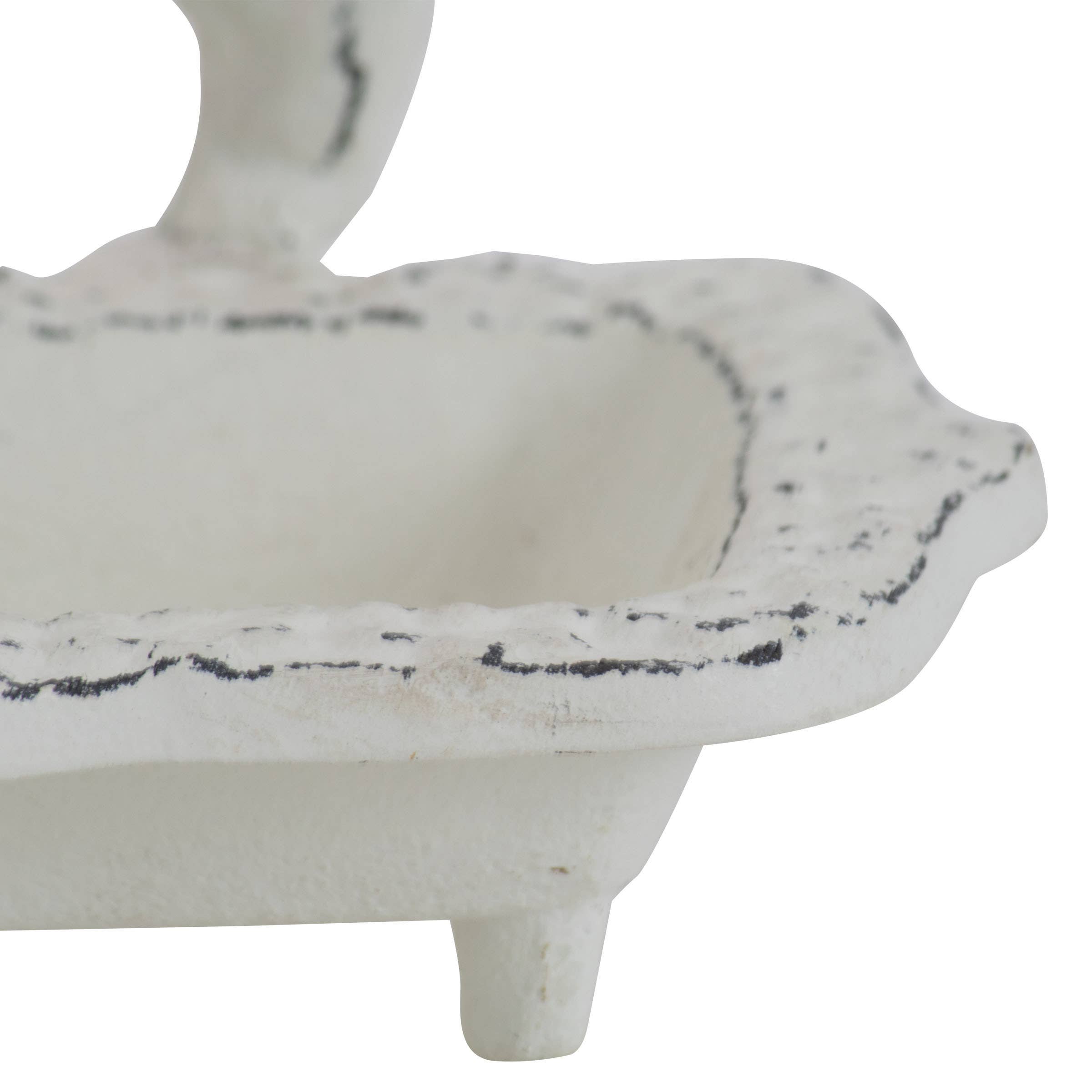 Foreside Home & Garden - Wholesale Bath Soap Dish - White Farmhouse Rustic Antique Metal Pig Soap Dish3