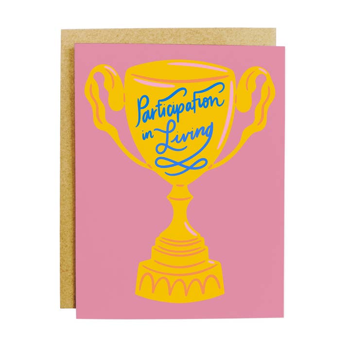 Carte de vœux vivante avec trophée de participation pour la vente par KANDS.CO