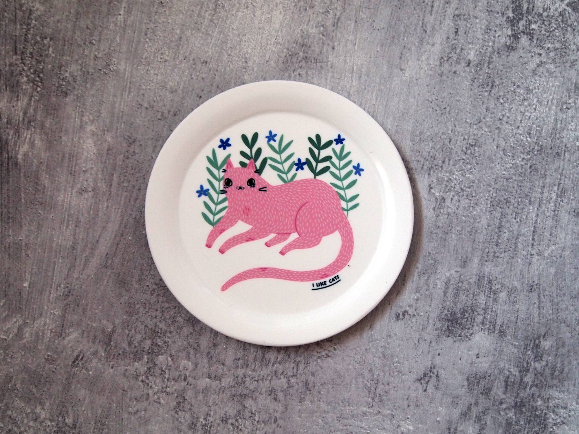 I LIKE CATS - Wholesale Jewelry Dish - Pink cat illustrated trinket dish, ring dish, coaster tray9