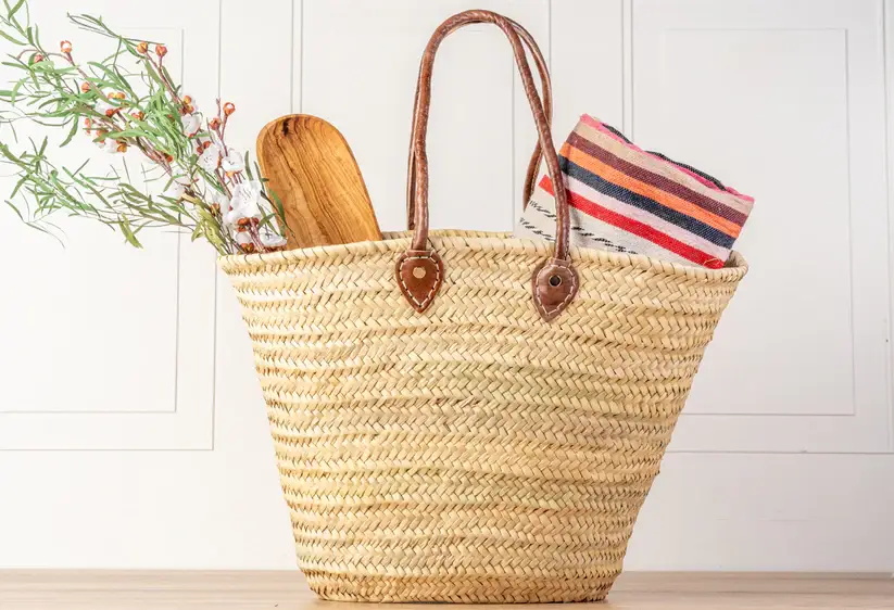 Twins Basket - Venta al por mayor Bolsa de playa - Bolso de Paja Tejido a Mano – Bonito Cesto de Verano1