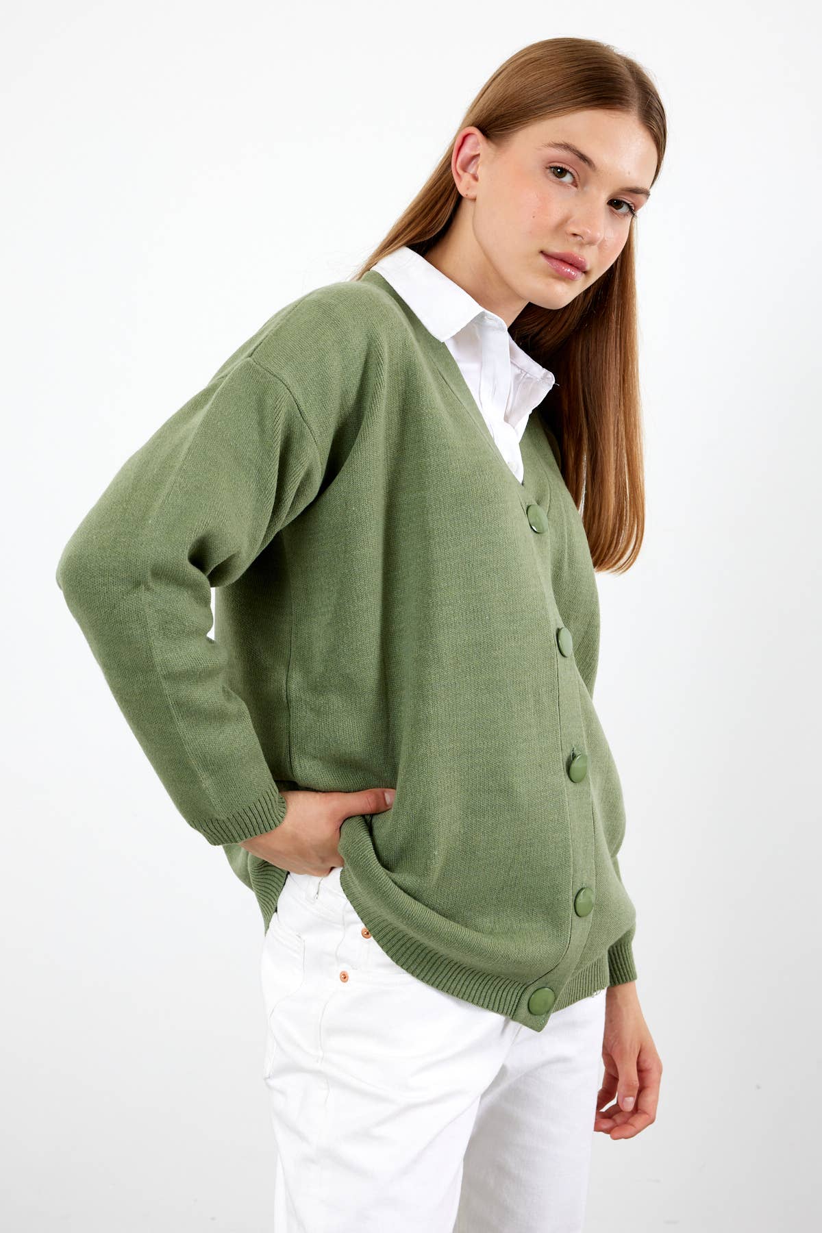 VAV NEW YORK - Wholesale Cardigan - Women's - Women's Solid Color Mid-Length Knit Cardigan Oversized Solid15