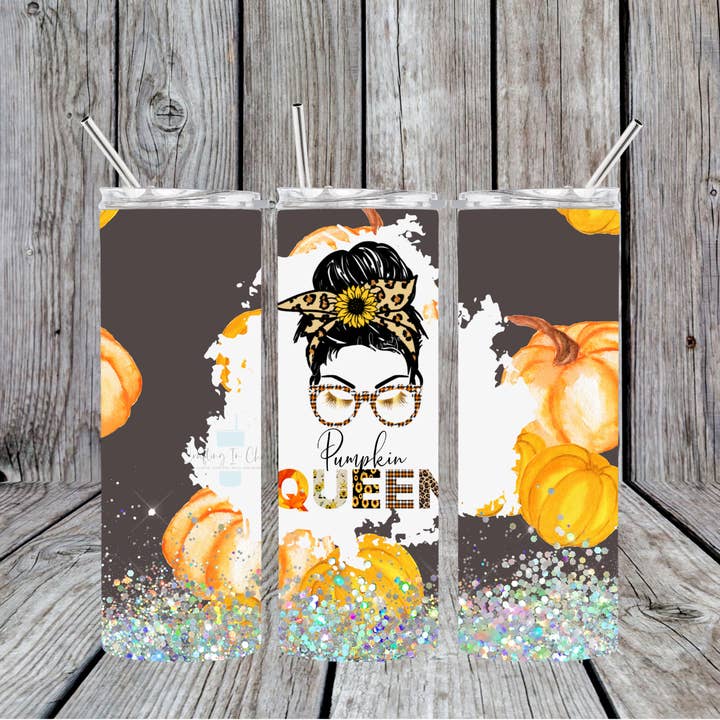 Pumpkin Queen Skinny Tumbler for wholesale by Crafting in Chaos