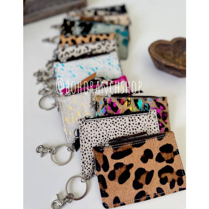 Boho Ranch Shop - Wholesale Wallet - Women's - Cowhide Keychain Wallet | Genuine Hair-On Hide | Card & Cash