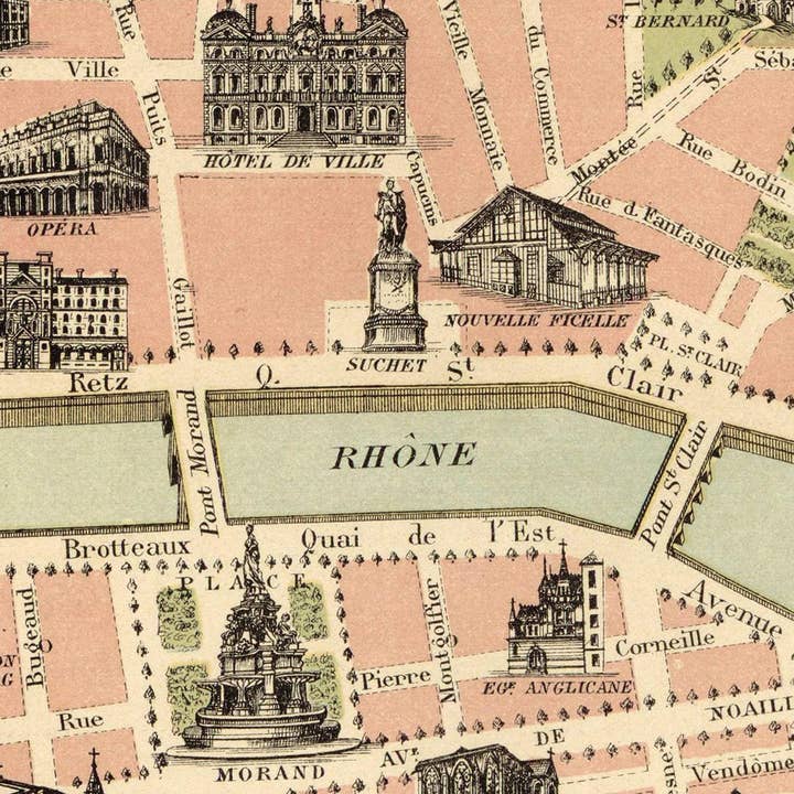 OldCityPrints - Old Maps and Posters - Wholesale Art Print - Old Map of Lyon France 1894 Vintage Map of Lyon | Vintage Map Wall Art Print3