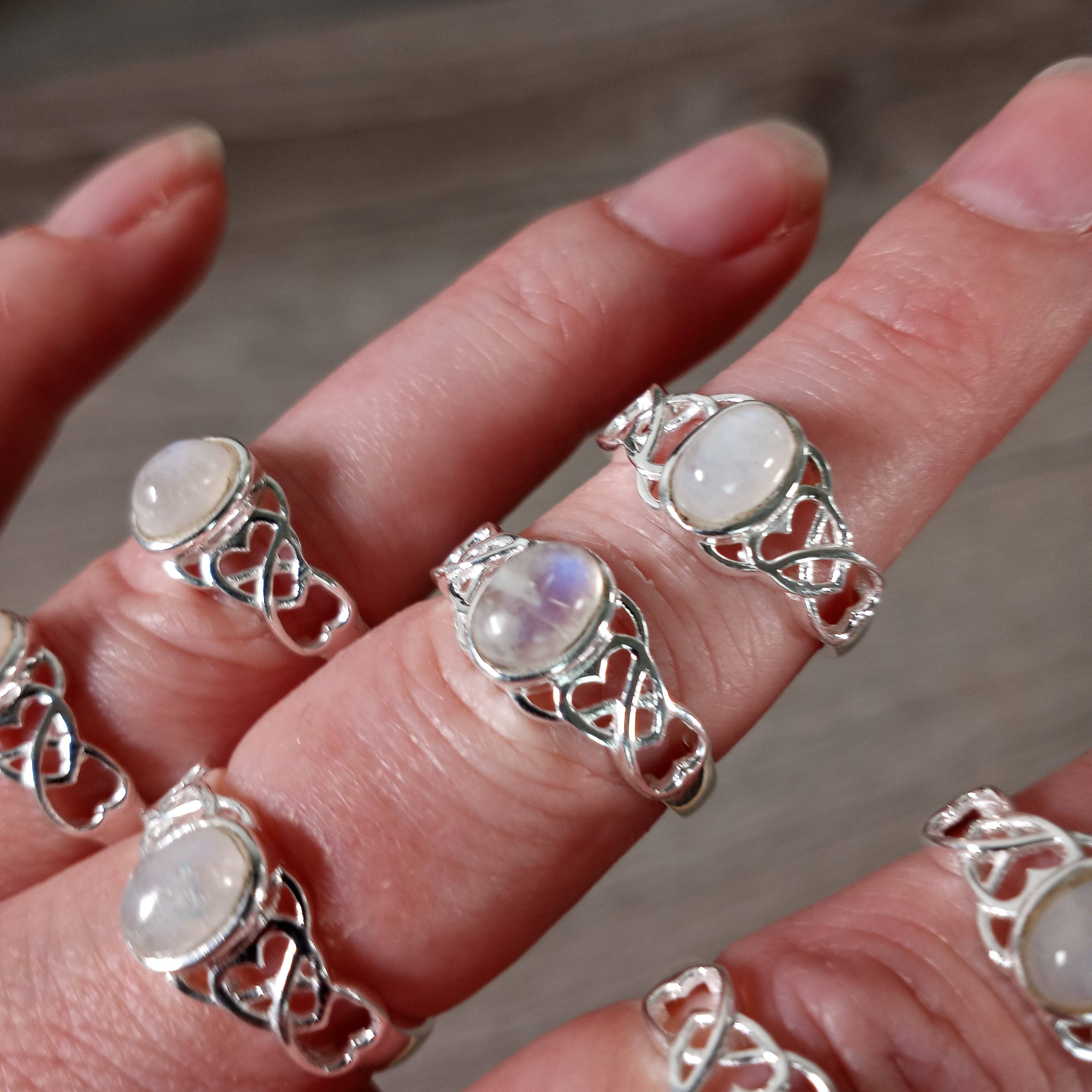 Keystone Crystals - Wholesale Single Stone/Solitaire Ring - Gemstone Ring Sterling Silver 925 Double Heart Band2