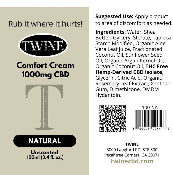 Twine - Wholesale CBD Cream/Lotion - CBD Comfort Cream- Pain Relief Cream - Unscented Natural5