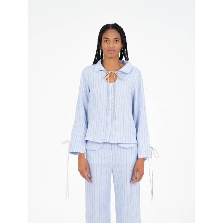 Camisa de rayas azul cielo for wholesale by CARMEN SAYS