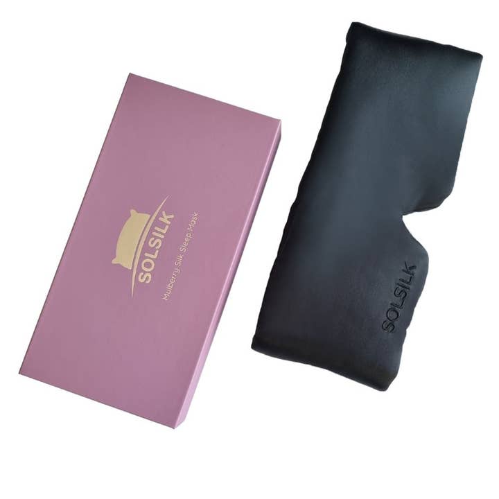 Meglit Black™ - 100% Pure Mulberry Silk Sleep Mask for wholesale by SolSilk