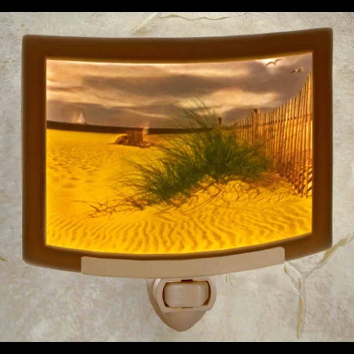 Balmy Beach Porcelain Lithophane Colored Night Light for wholesale by The Porcelain Garden Inc.