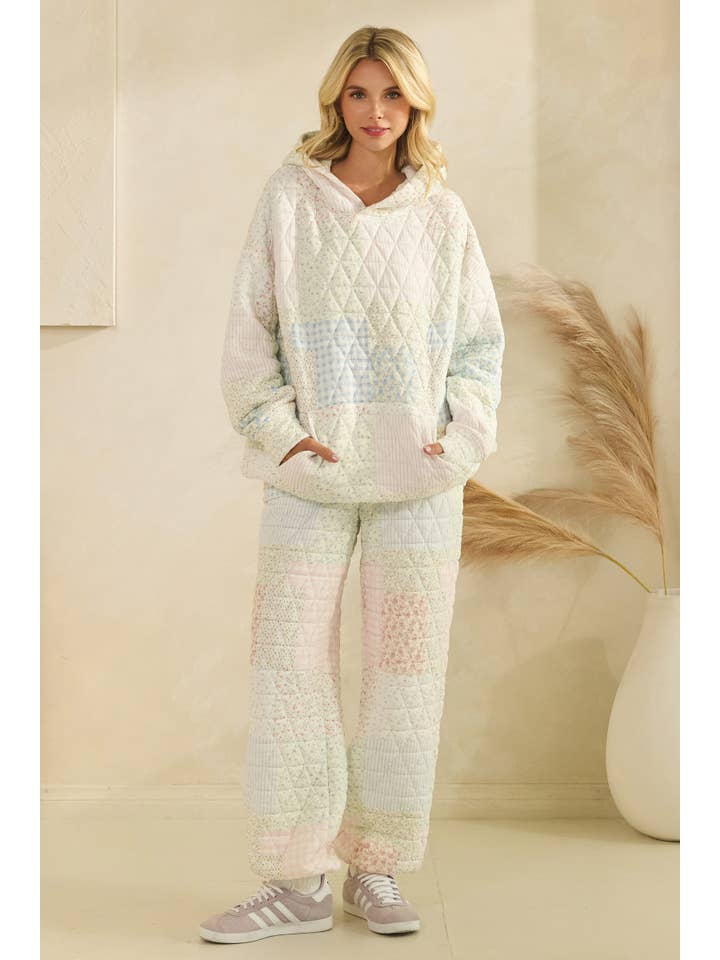 pastel combo Floral textured lounge pants for wholesale on Faire1