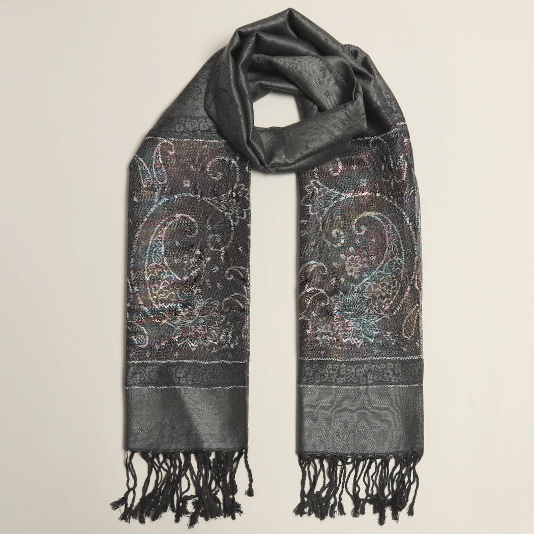 Fashion City - Wholesale Scarf - Women's - Lurex Paisley Pashmina Shawl Scarf Wrap 3