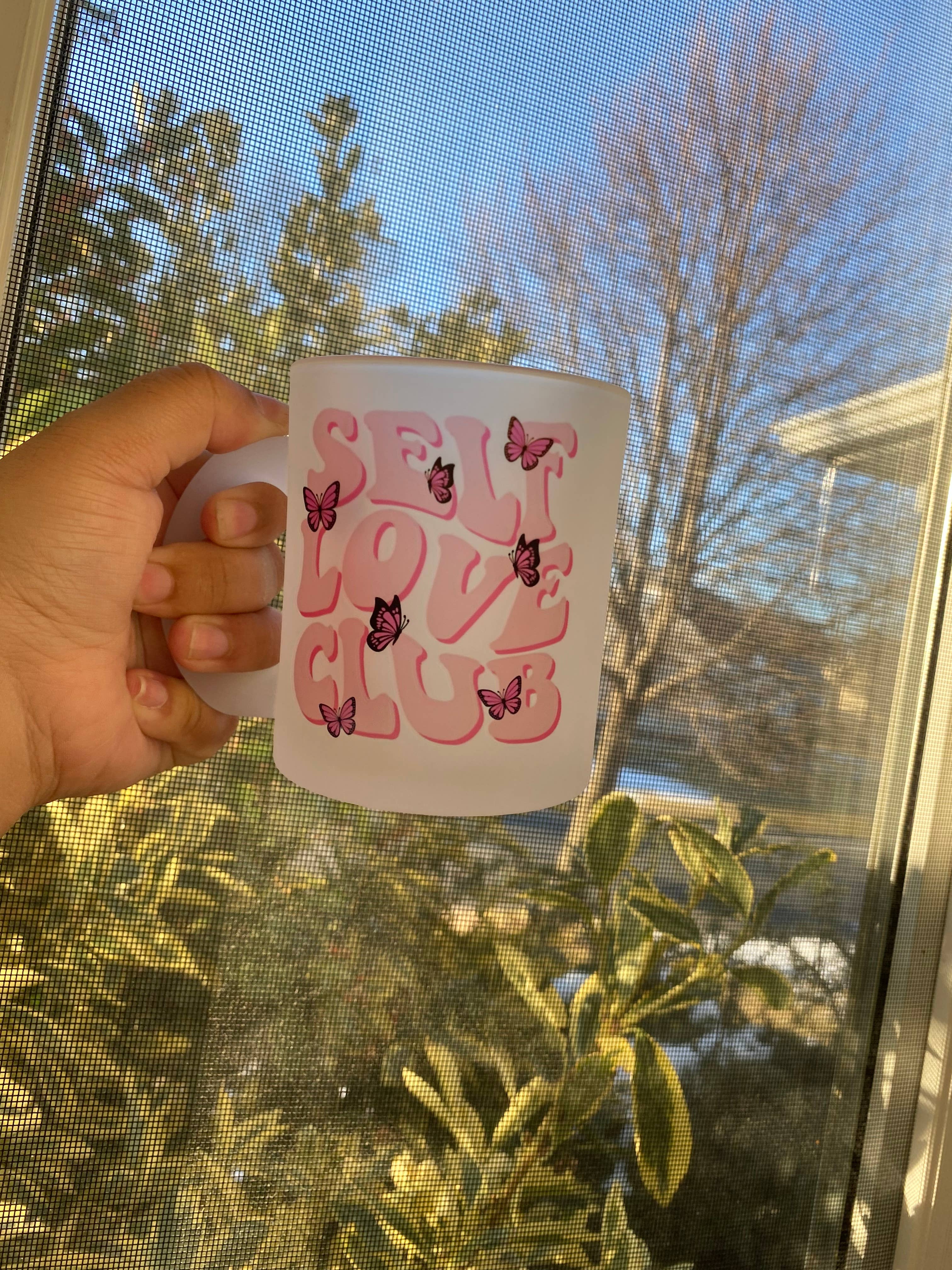 D2JCrafts - Venta al por mayor Taza - Taza de café esmerilado Self Care Club Butterfly13