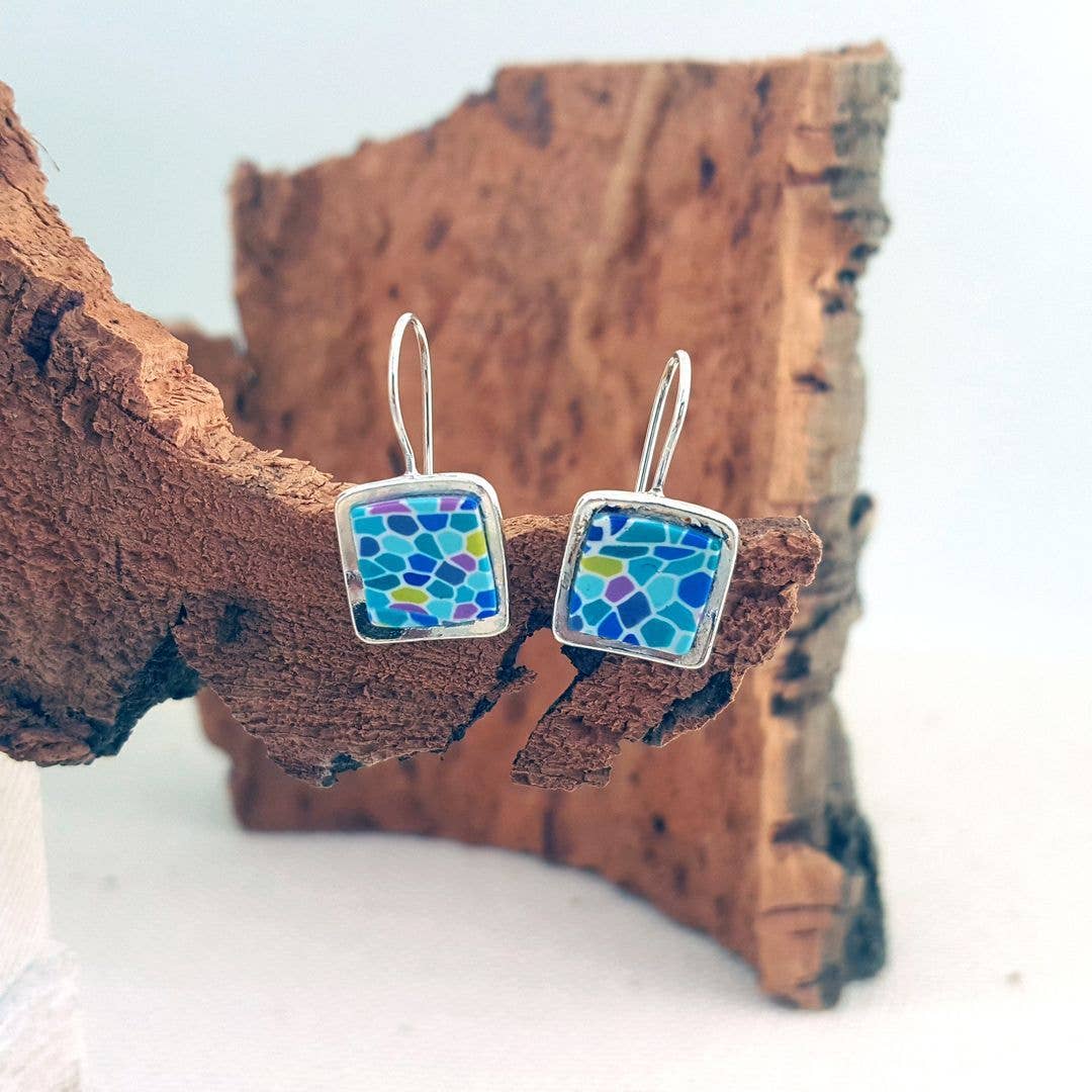 PASTACUITA - Wholesale Dangle Earrings - Modernist square hook earrings. Inspired by Gaudí.0