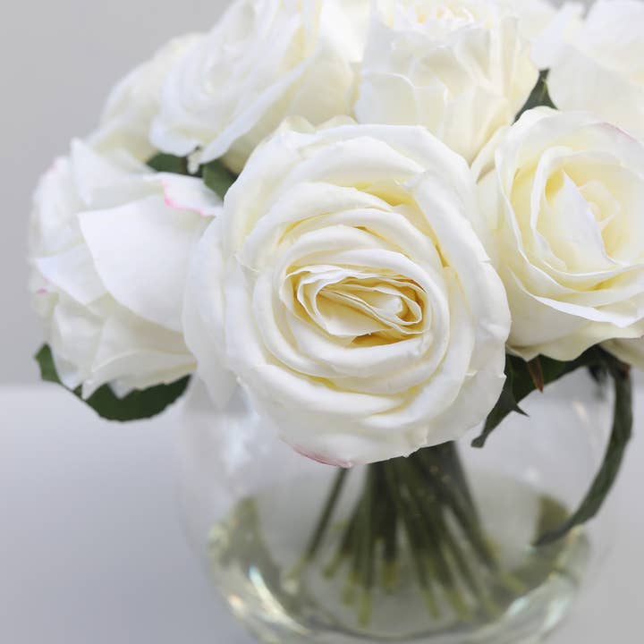 Prestige Botanicals - Venta al por mayor Flores artificiales - Burbuja de cristal rosa blanca de 11.5 pulgadas