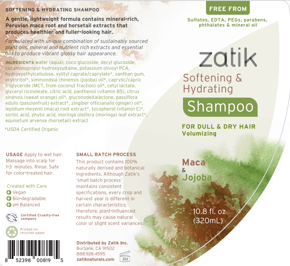 Zatik Naturals - Wholesale Hair Shampoo - Softening & Hydrating Shampoo, Maca & Jojoba, 10.8 oz
1