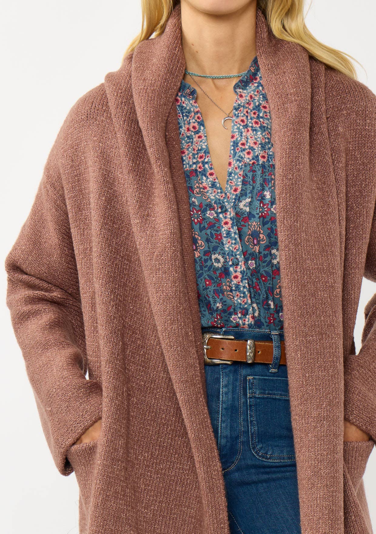 Lovestitch - Vente Cardigan – femme - Cardigan à capuche douillet surdimensionné à deux poches10