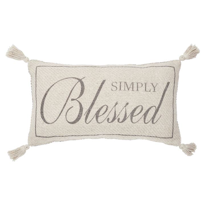VHC Brands - Wholesale Throw/Decorative Pillow - Harvest Blessings Simply Blessed Woven Lumbar Decorative Pillow Farmhouse Fall Accent Home Decor 7x131
