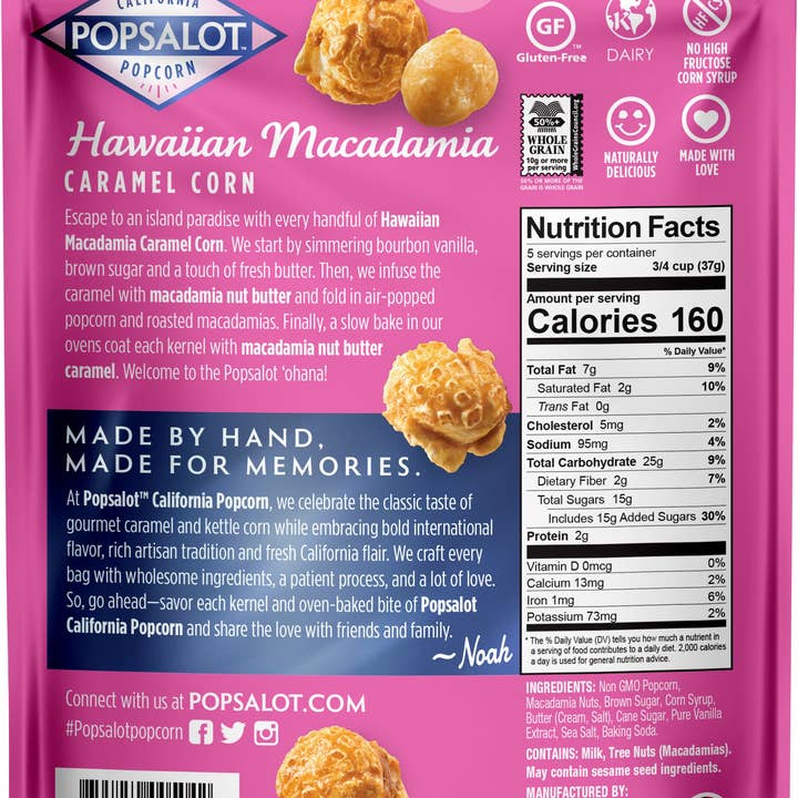 Popsalot Gourmet Popcorn - Wholesale Popcorn - Hawaiian Macadamia Caramel Popcorn1