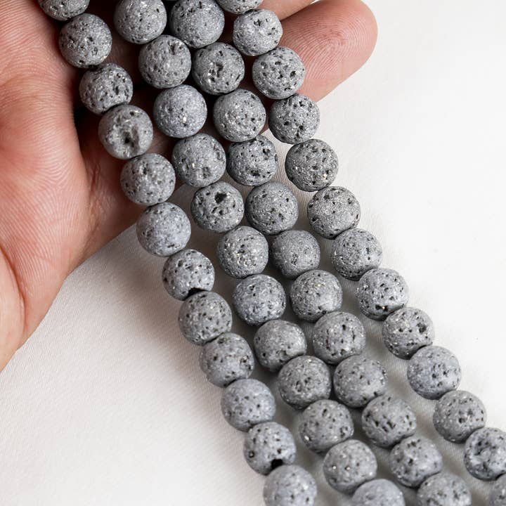 Soothing Crystals Beads - Wholesale Beads - Round Beads | Grey Lava Beads | Volcanic Rock Gemstone Beads7