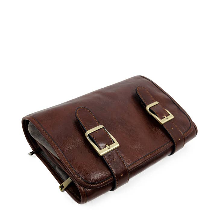 Black Leather Hanging Wash Bag Toiletry Bag - Dracula for wholesale on Faire4