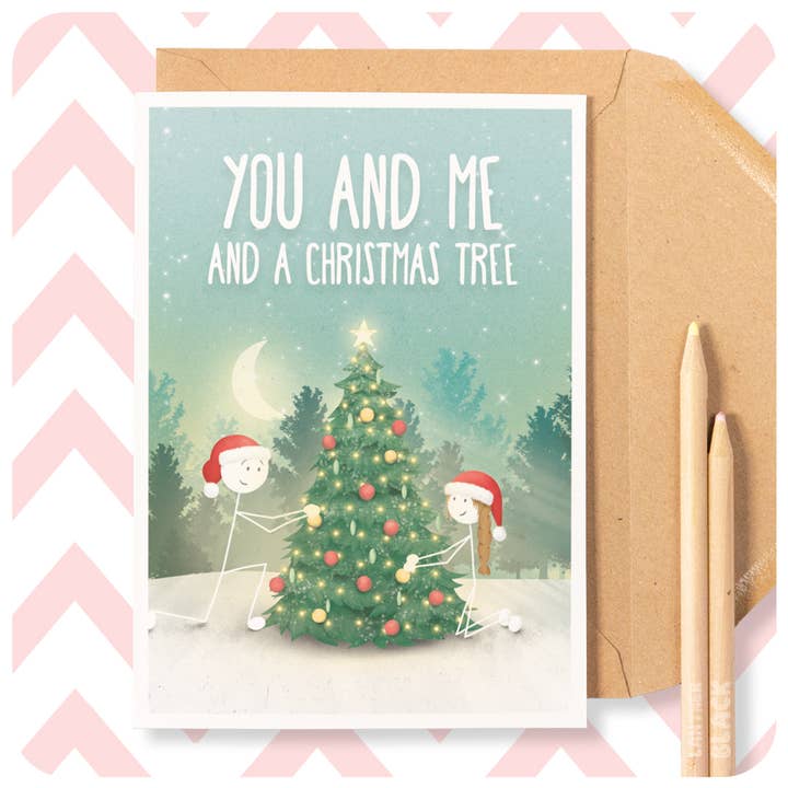 You and Me Cute Christmas card wife husband partner love for wholesale by Lanther Black