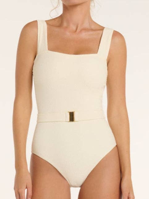 Bañador de una pieza con escote cuadrado y cinturón Marisa. para venta al por mayor de Hermoza