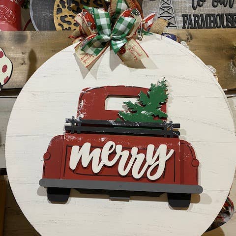 Merry Christmas Truck Door Hanger for wholesale by Vick Crafts