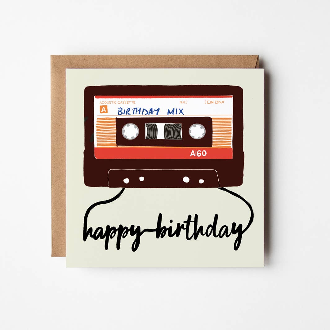 Design Smith - Wholesale Birthday Card - Birthday Mixtape - blank greetings card