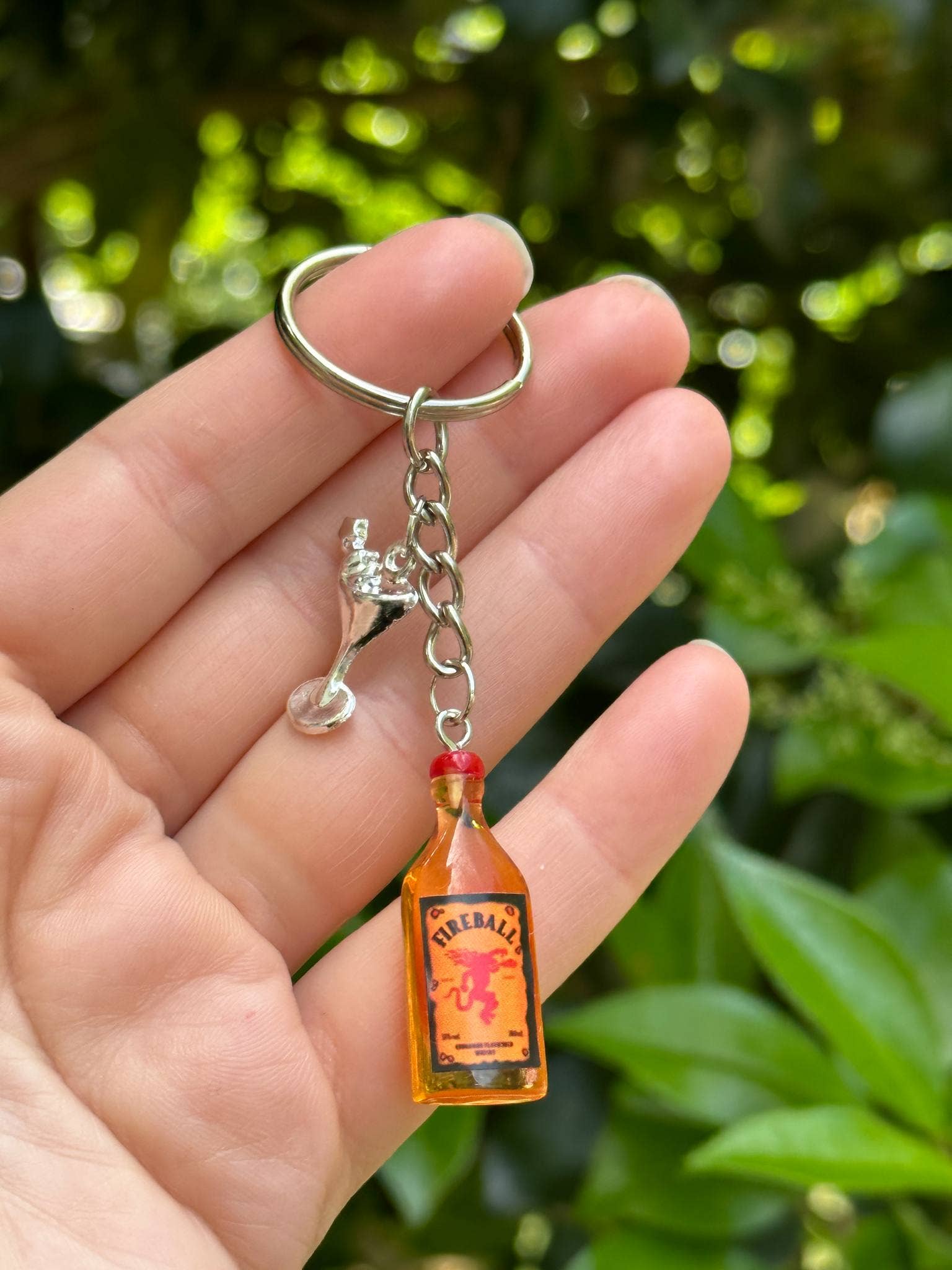 Arcfo Jewelry - Wholesale Keychain - Unisex - Fireball Bottle Keychain with Silver Cocktail Charms 2