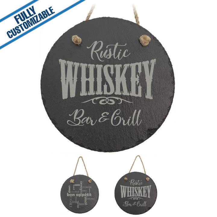 GiftWorksPlus - Wholesale Sign - Engraved Round Slate Wall Décor - Fully Customizable2