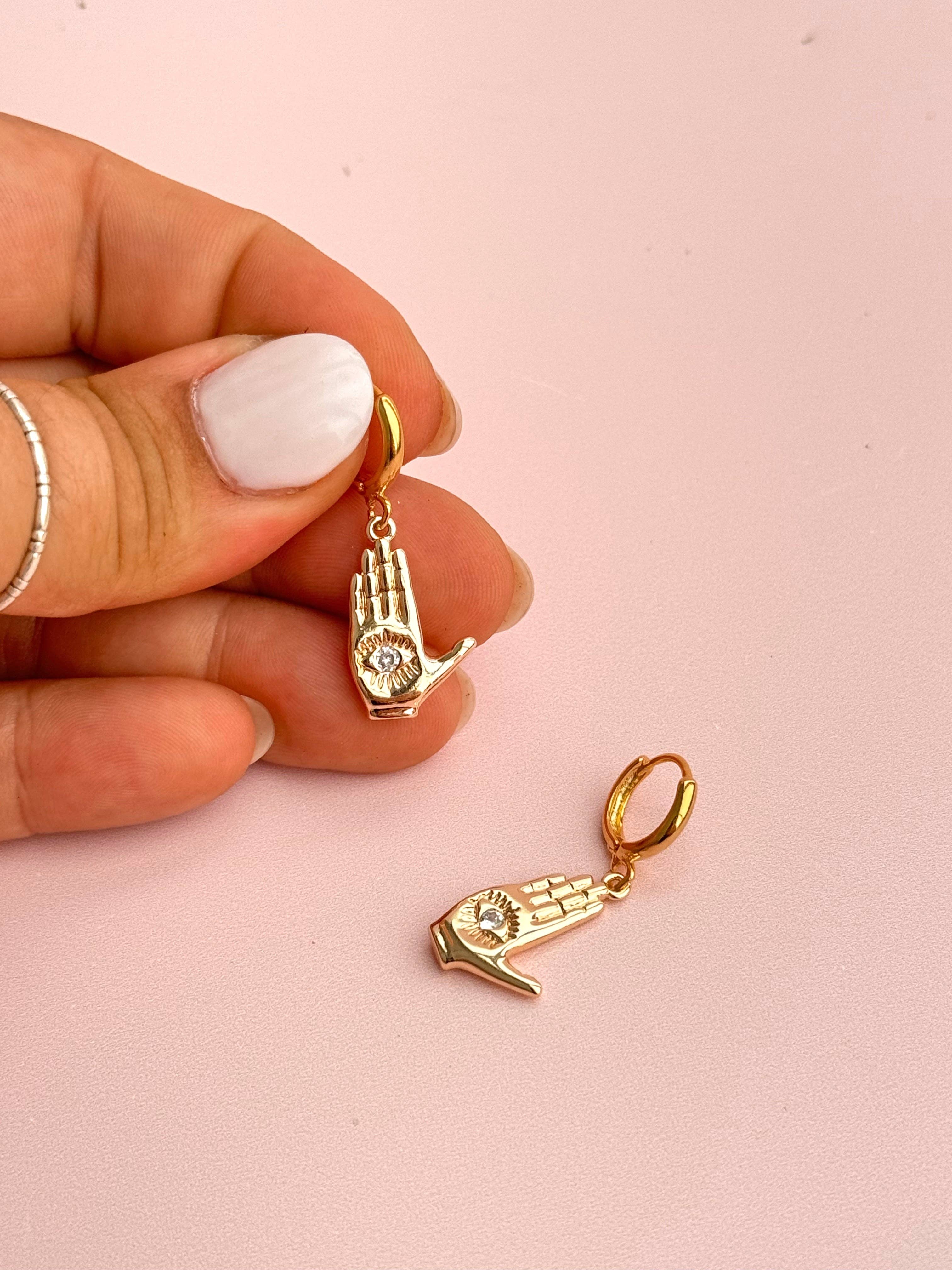 Golden Hour Designs - Wholesale Huggie Earrings - Palm Reader Huggie Earrings - Mystical, Witchy, Hypoallergenic2