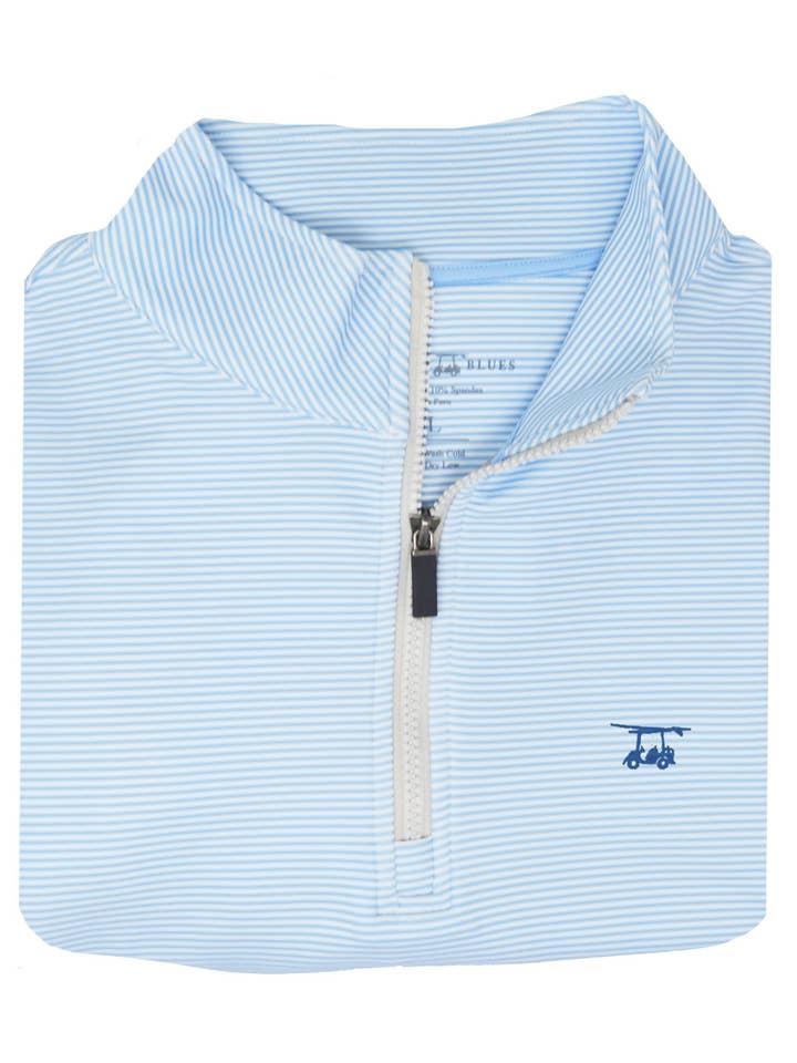 Dogwood Quarter Zip - Bell/White Microstripe for wholesale by Bald Head Blues