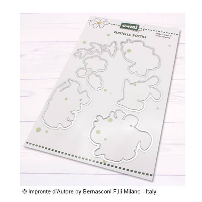 Thin dies for Hello Spring stamps for wholesale by Impronte D'Autore