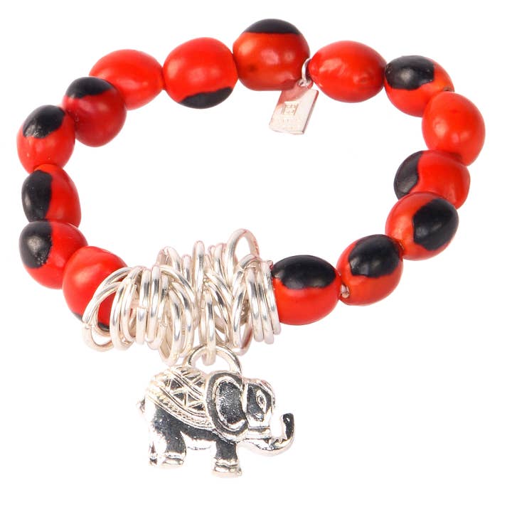 B1642e - elefant charme rød armbånd for engroshandel hos Evelyn Brooks