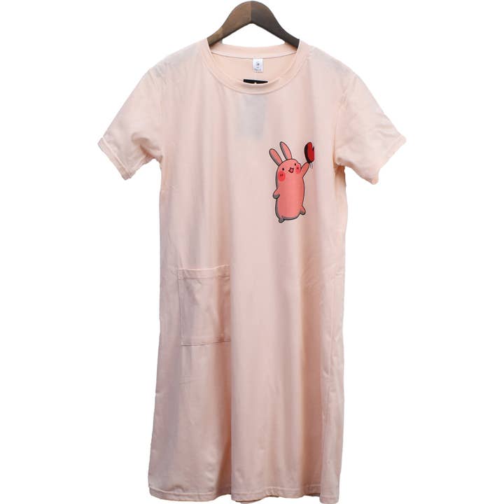 Chemise de nuit en coton à imprimé varié S.CHRISTINA, chemise de nuit à manches courtes, couleur unie pour la vente par Gekko Trading