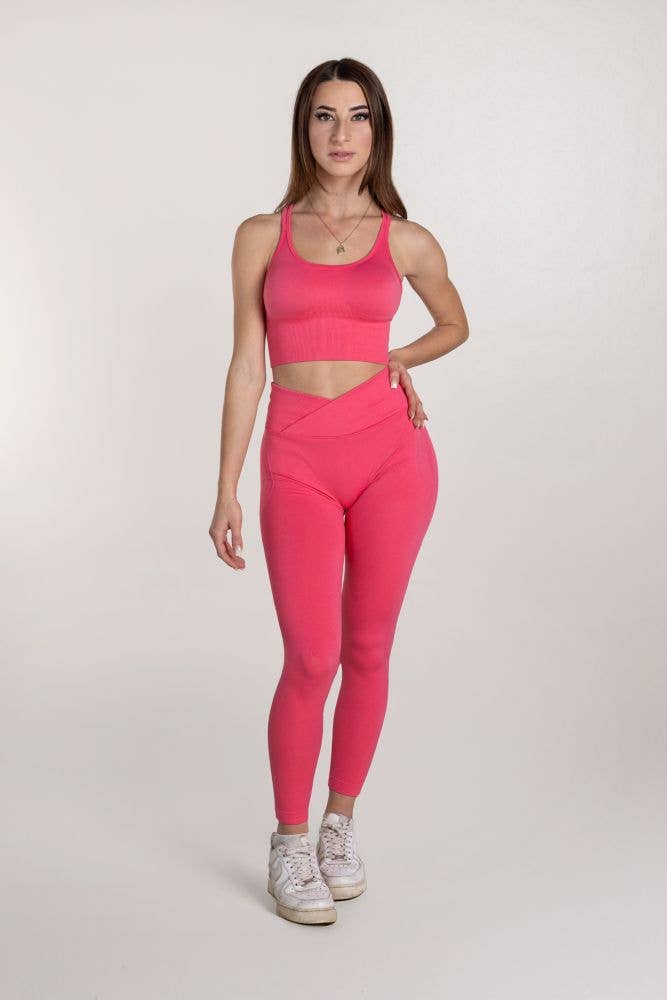 Empire Embodied - Wholesale Athletic/Lounge Leggings - Women's - Compressive High-Rise Leggings Sports Pants Fitness Pants, pink5