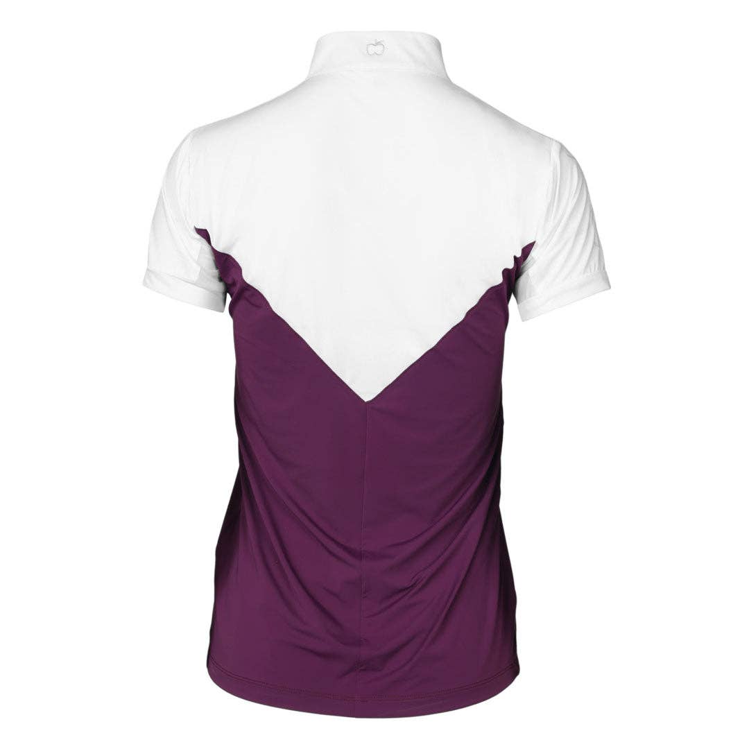 Blanc/Prune Dapplebay Lady 1/4 Zip Show Top - Manches Courtes-Blanc/Prune en vente sur Faire2