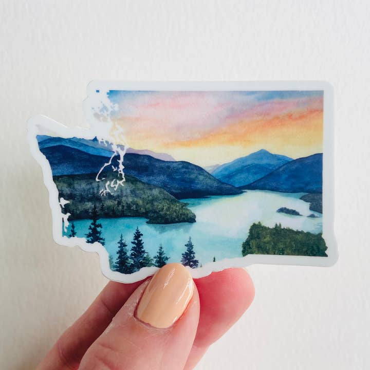 Autocollant Washington pour la vente par Broken Paddle Studio