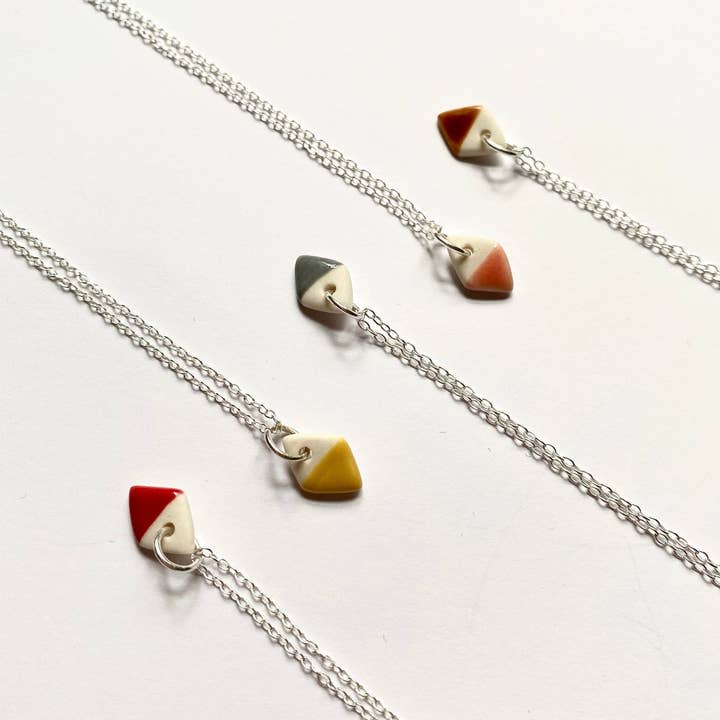 Diamond Half and Half Glaze Pendant Necklace - Small for wholesale by Keramika MCR