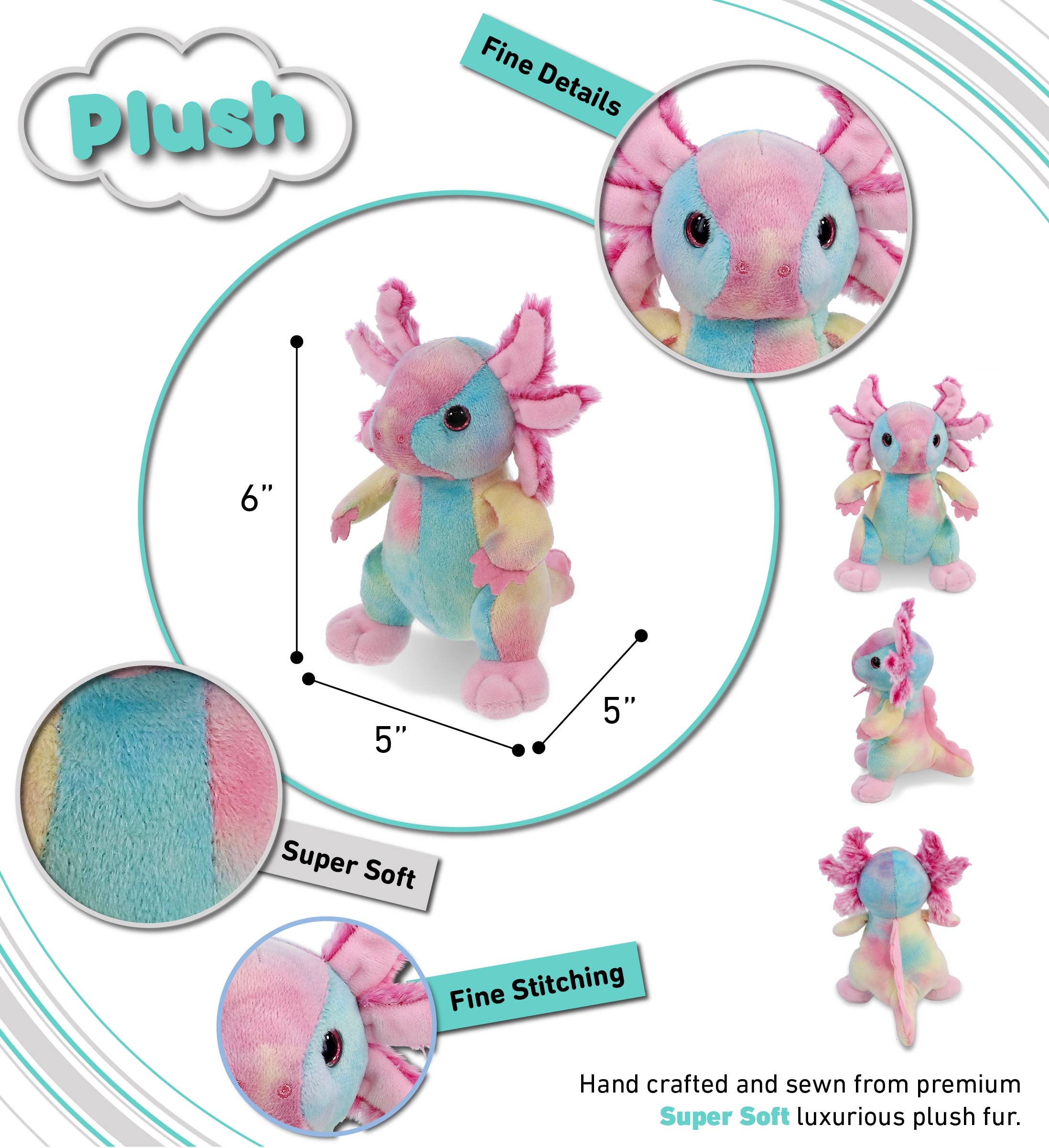 Cota Global - Wholesale Knuffels - Kinderen en baby - Grote Oog 6" Knuffel - Staande Axolotl2