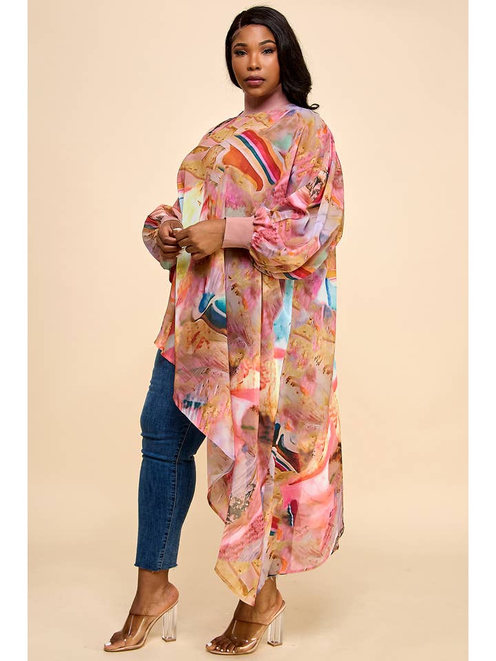 Namatt Design - Wholesale Blouse - Dames - Plus Mesh blouse met ronde hals en lange mouwen en diagonale bandjes4