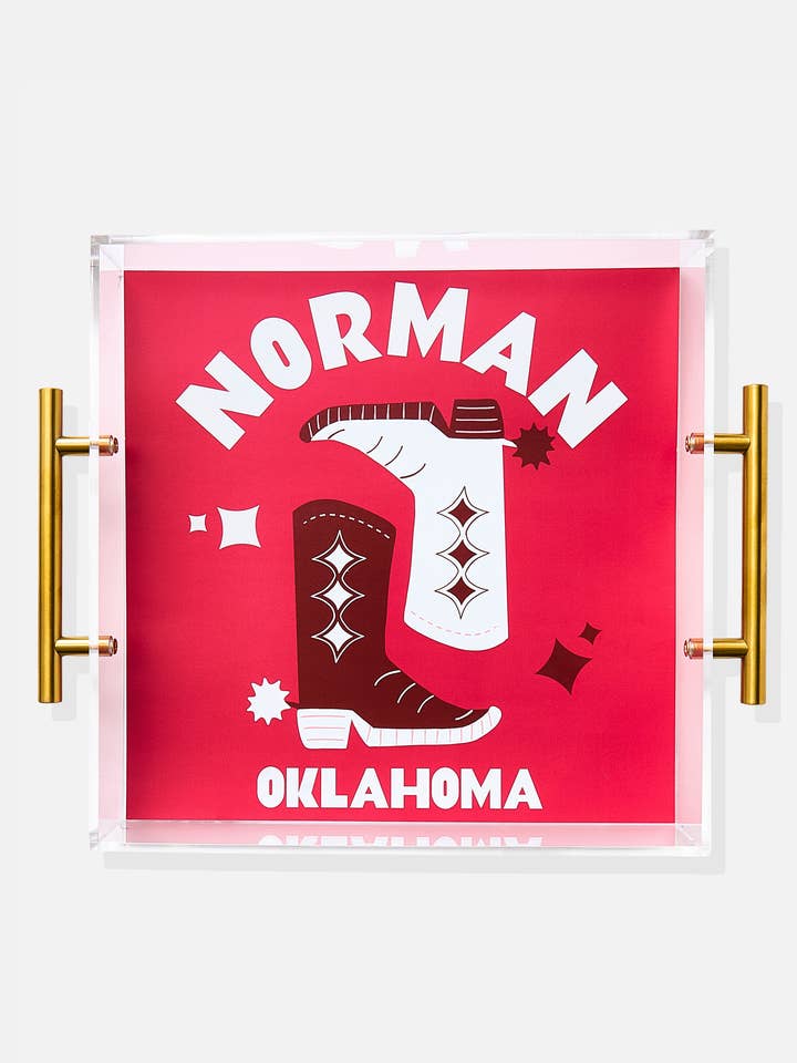 Norman | Large Acrylic Tray With Gold Handles for wholesale by Tart By Taylor